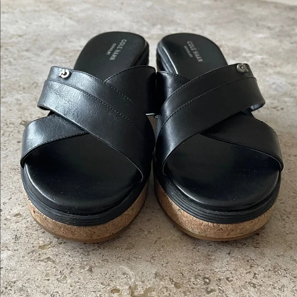 Cole Haan Black Leather Crisscross Mules - Picture 5 of 8